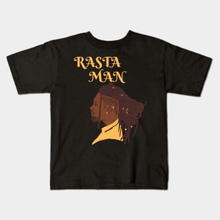 Rastafari man with gold details on the dreadlocks and mustard text just like his shirt Kids T-Shirt